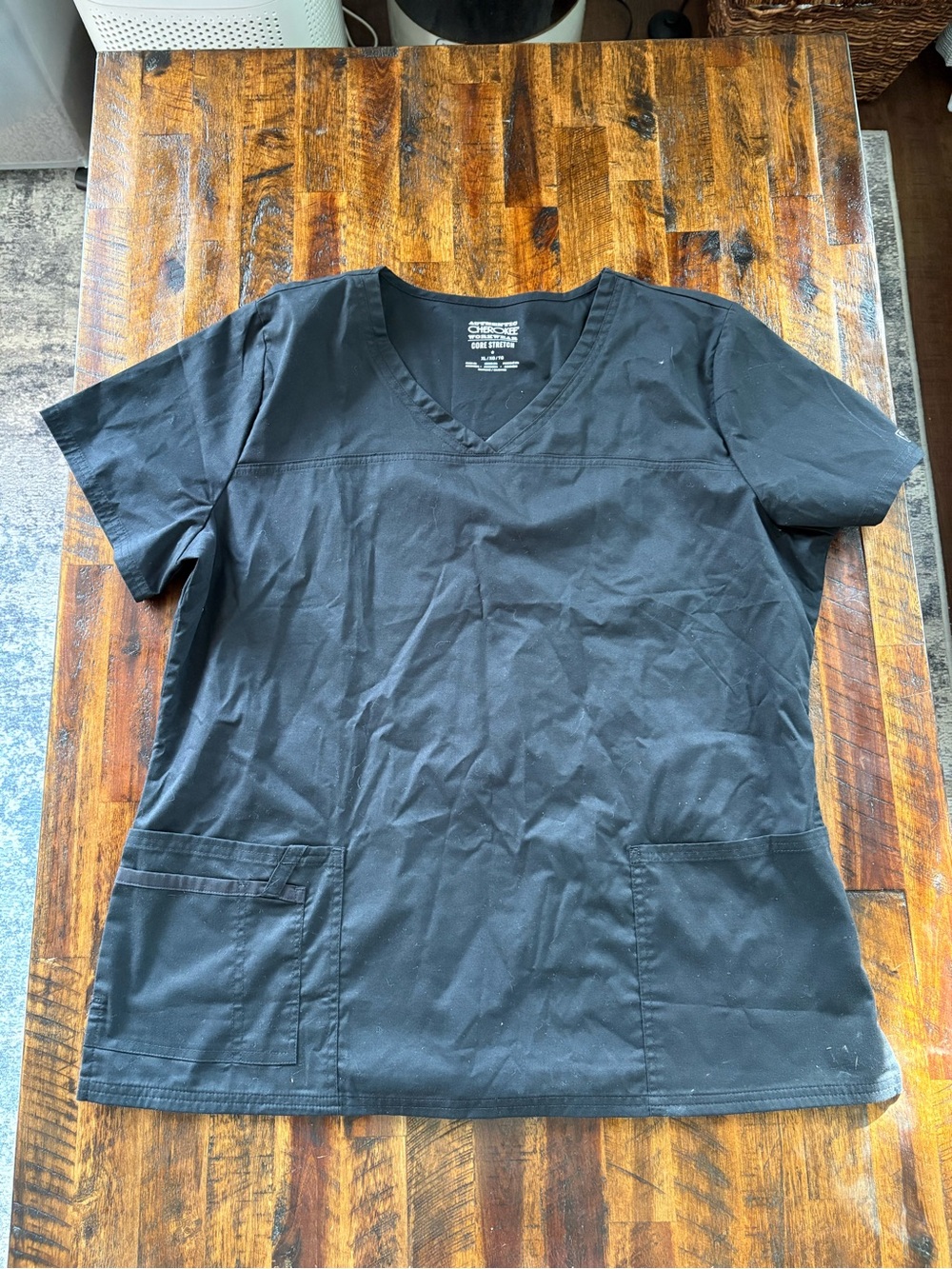 Cherokee XL Black V-Neck Scrub Top